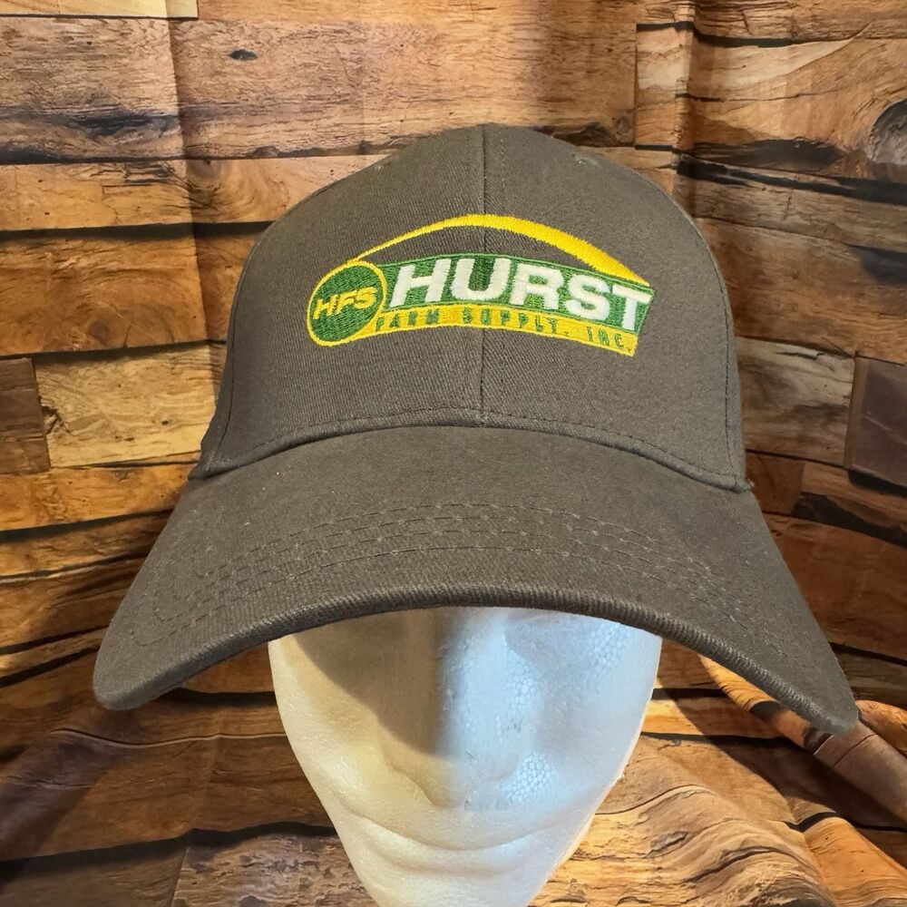 Hurst Farm Supply Inc Cap America Hat Grey Yellow Embroidered Logo Adjustable OS
